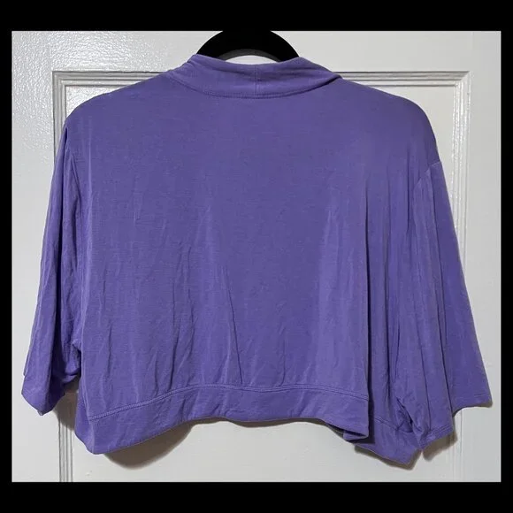 Soma Womens Purple Short Sleeve Open Front Crop Bolero Top XL EUC - Picture 2 of 2
